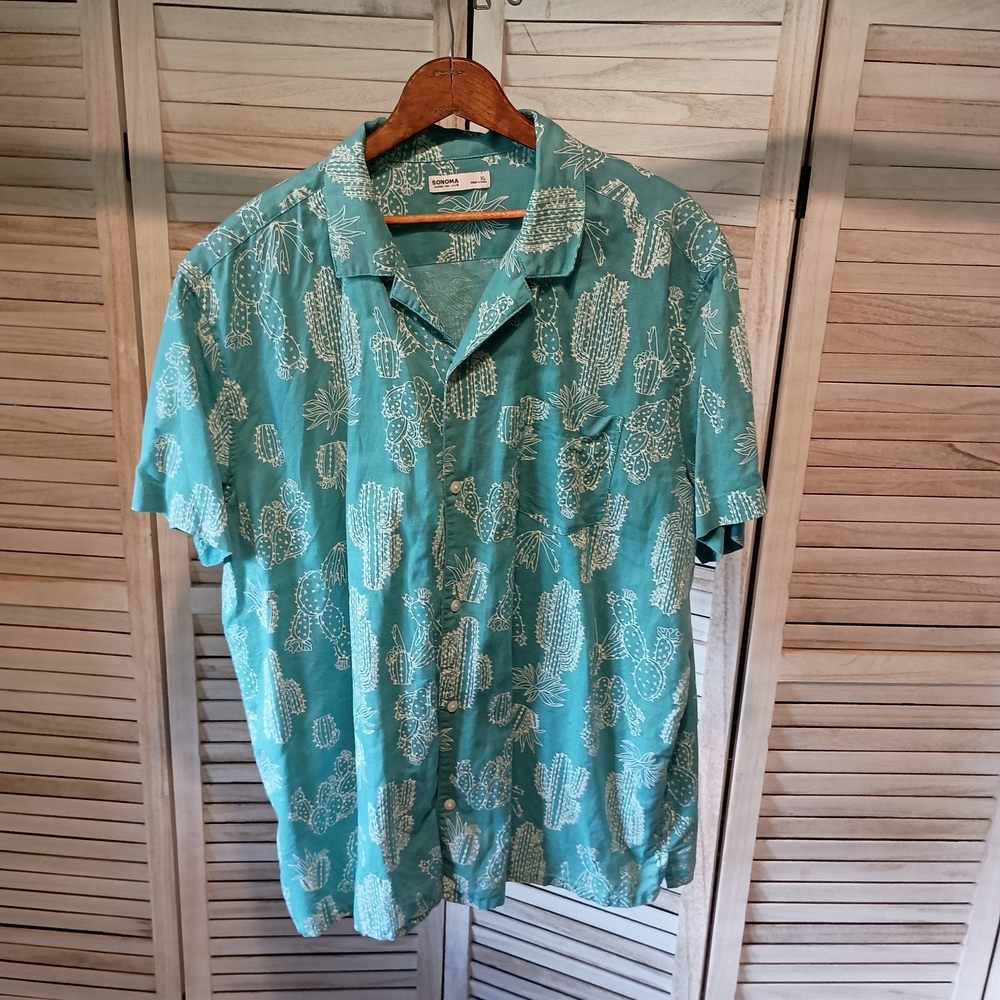 Sonoma Green Cactus Print Casual Shirt